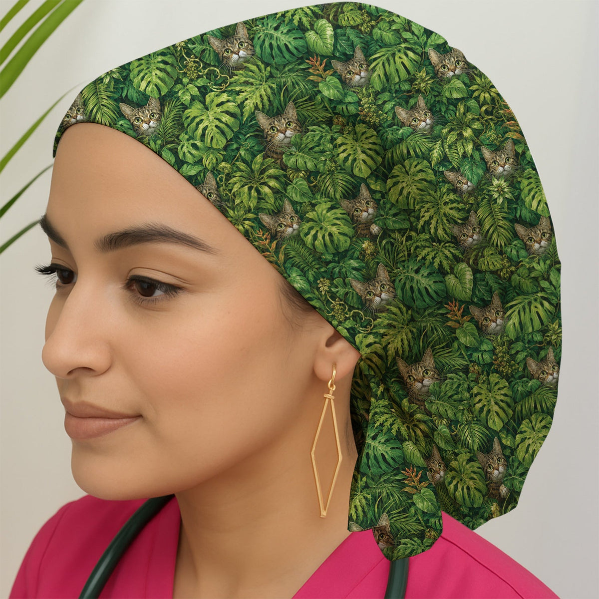 Hidden Jungle Cat Veterinary Nurse Scrub Cap