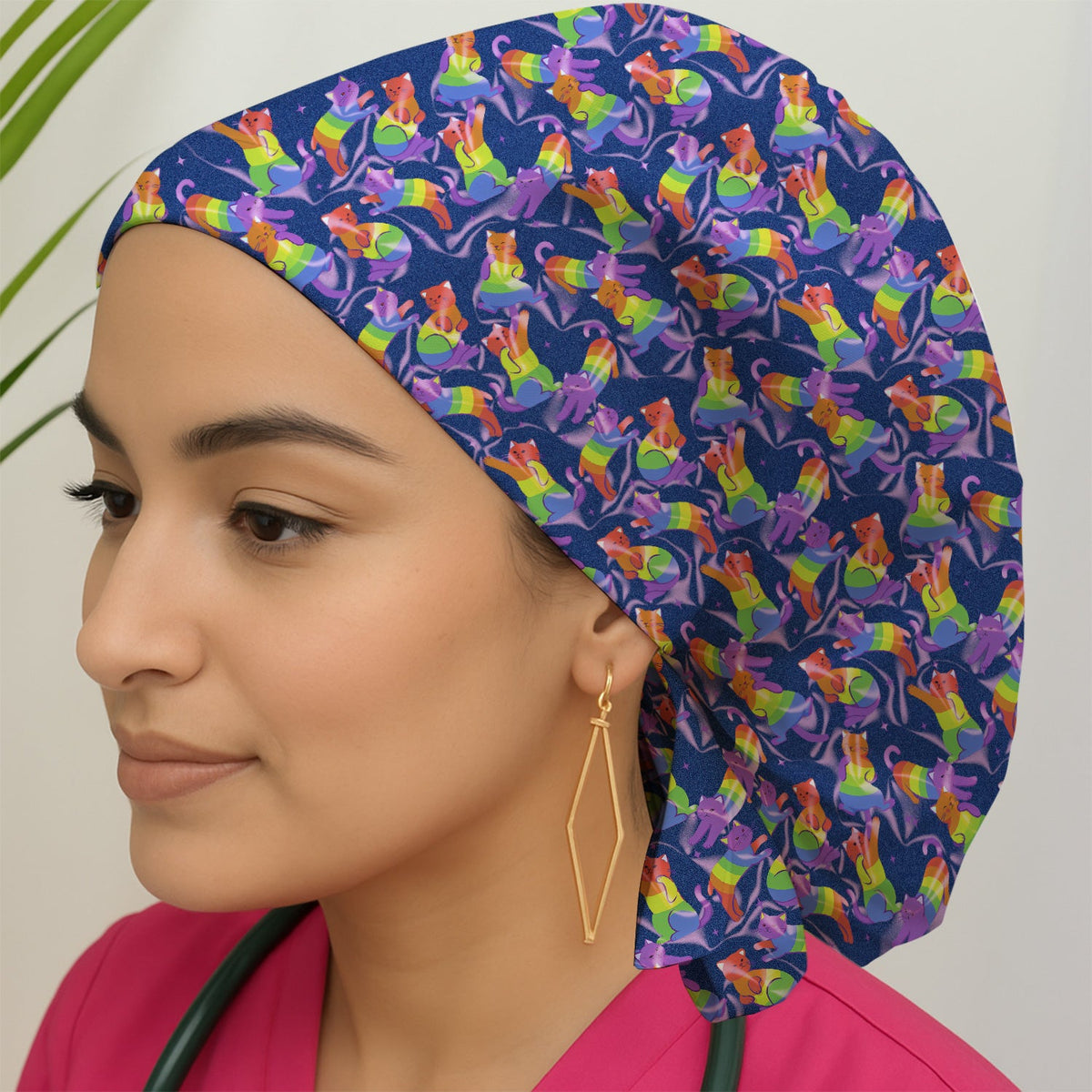 Rainbow Pride Cat Scrub Cap