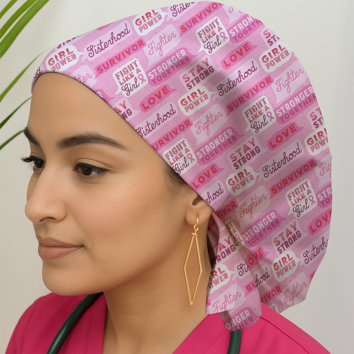 Pink Ribbon Quotes Scrub Cap