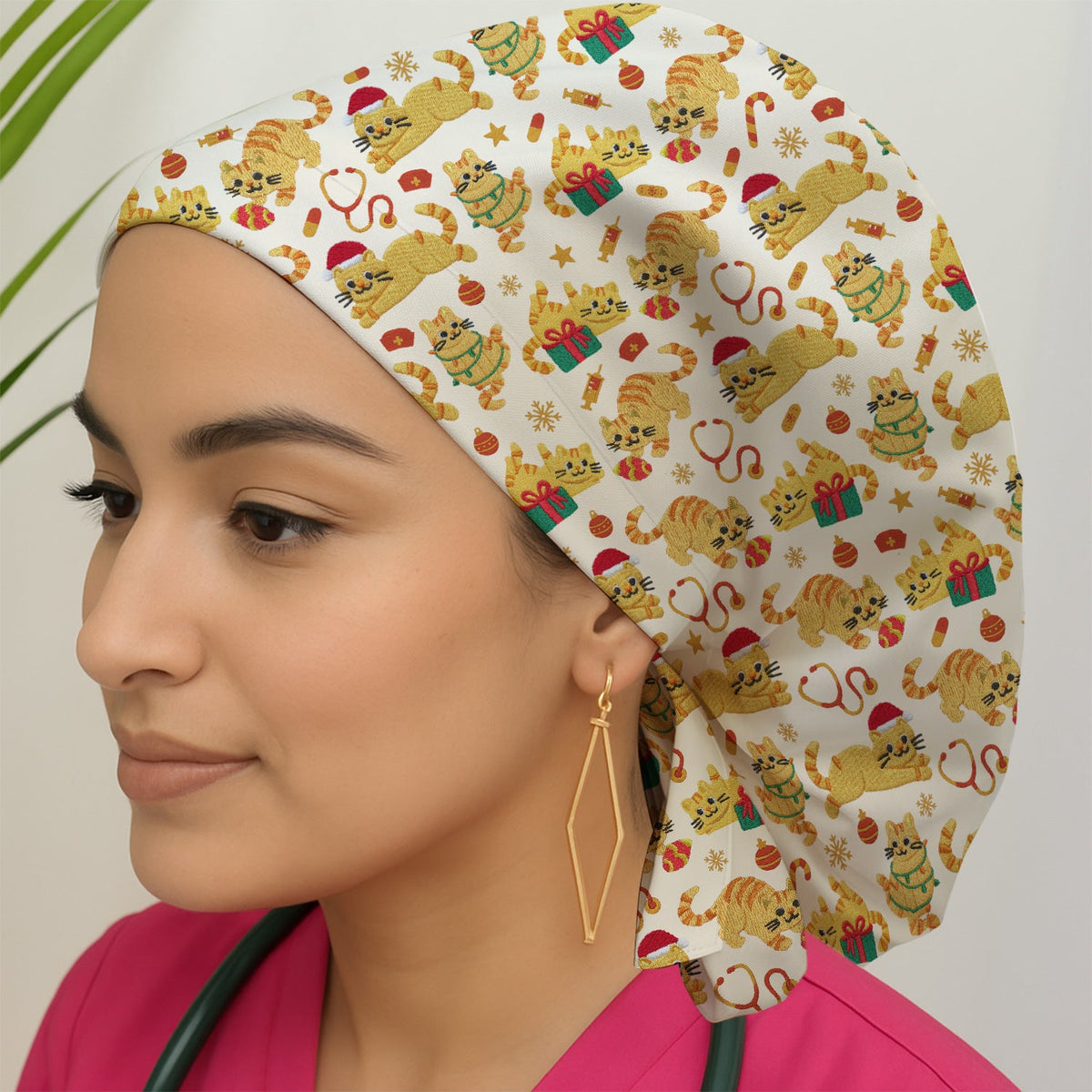 Christmas Kitty Scrub Cap