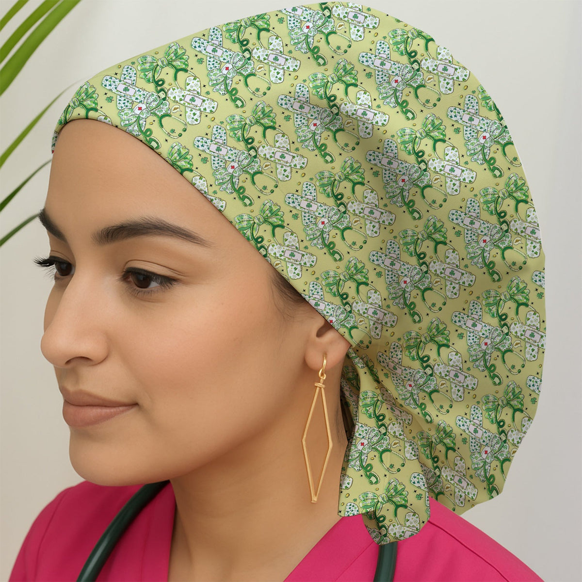 St Patrick Shamrock Stethoscope Scrub Cap