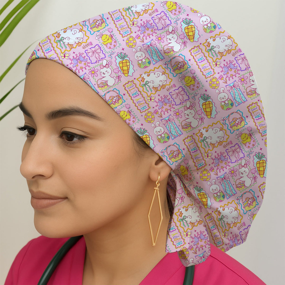 Bunny Egg Bow Scrub Cap - Easter Gift For Nurse