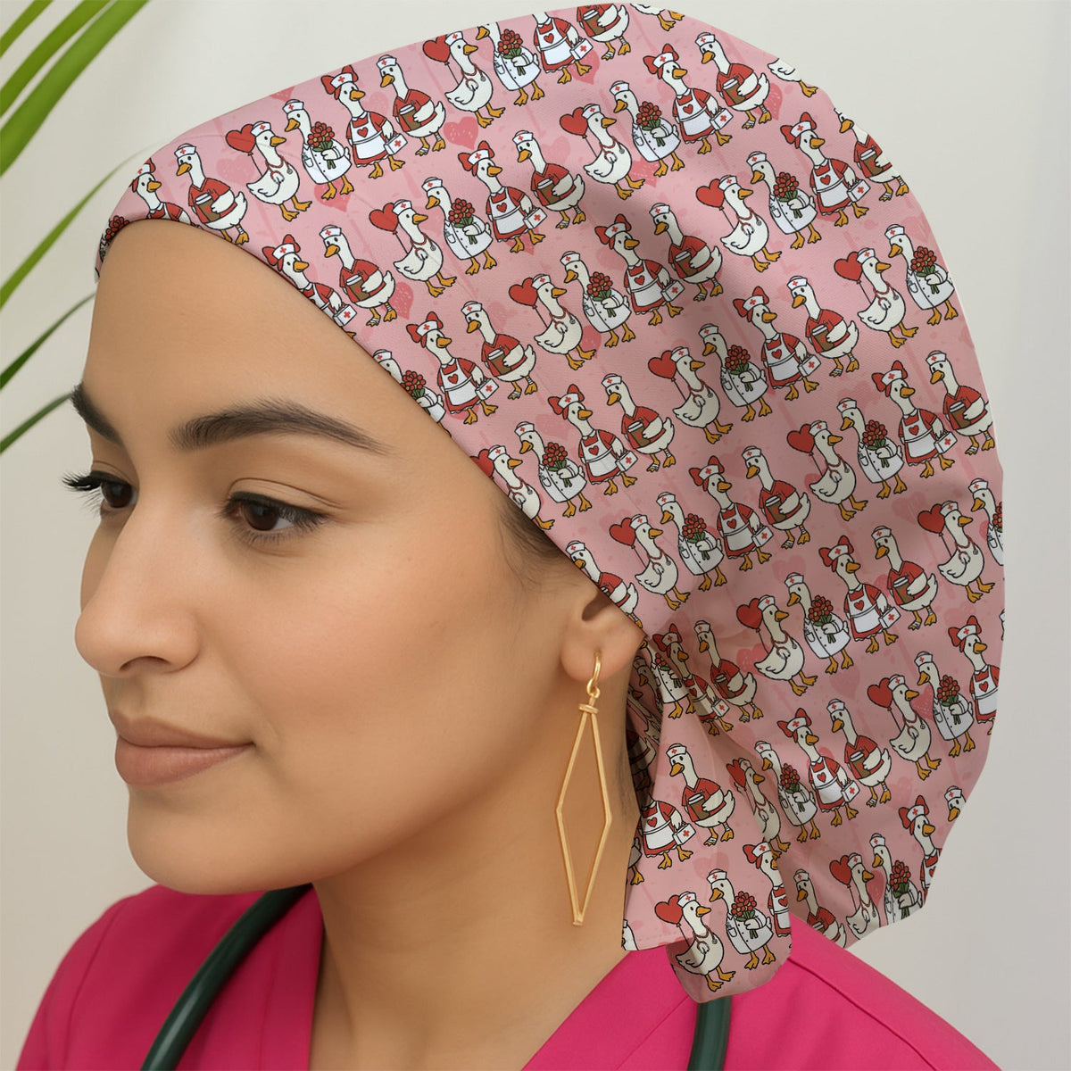 Valentine Nurse Goose Heart Scrub Cap