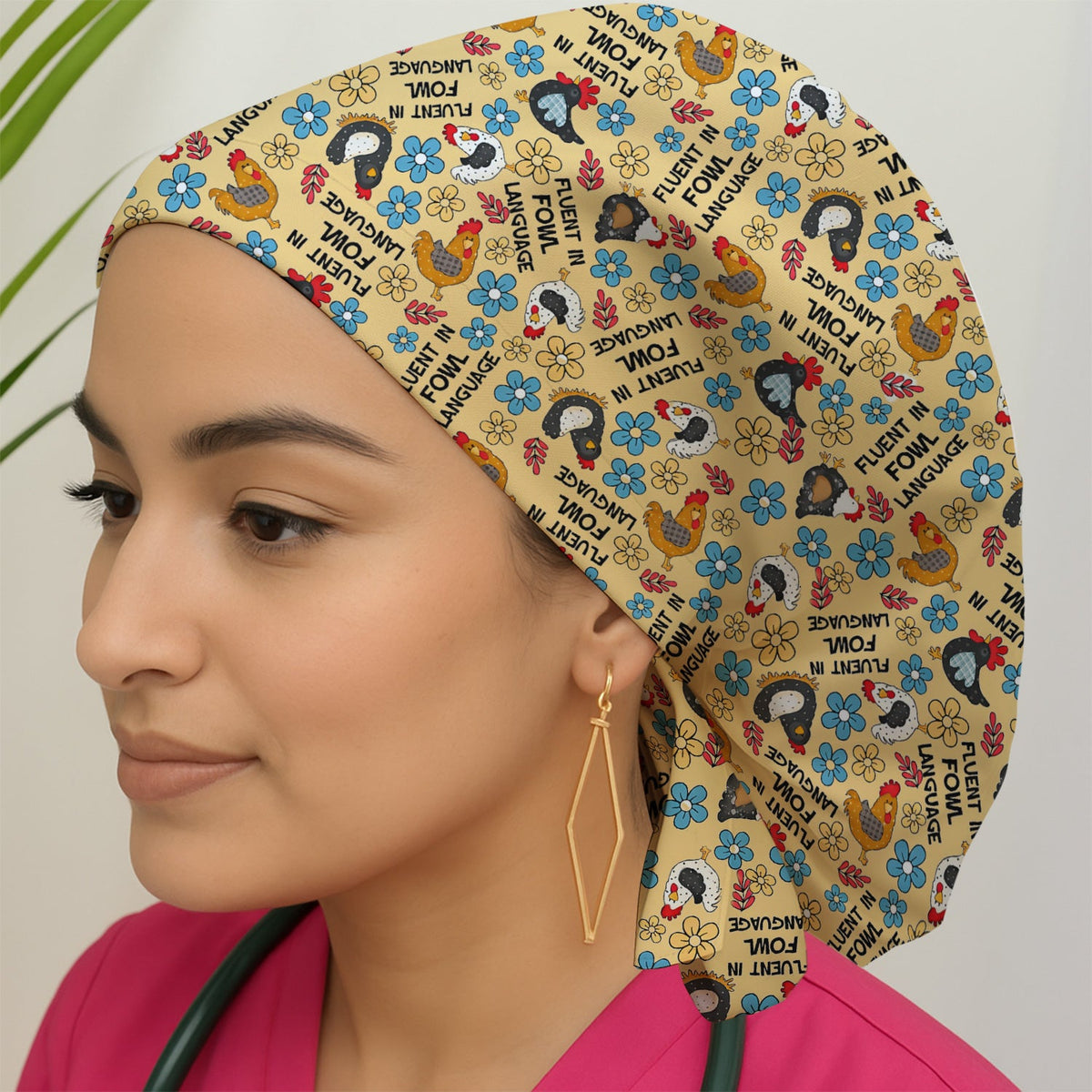 Fluent In Fowl Language Scrub Cap