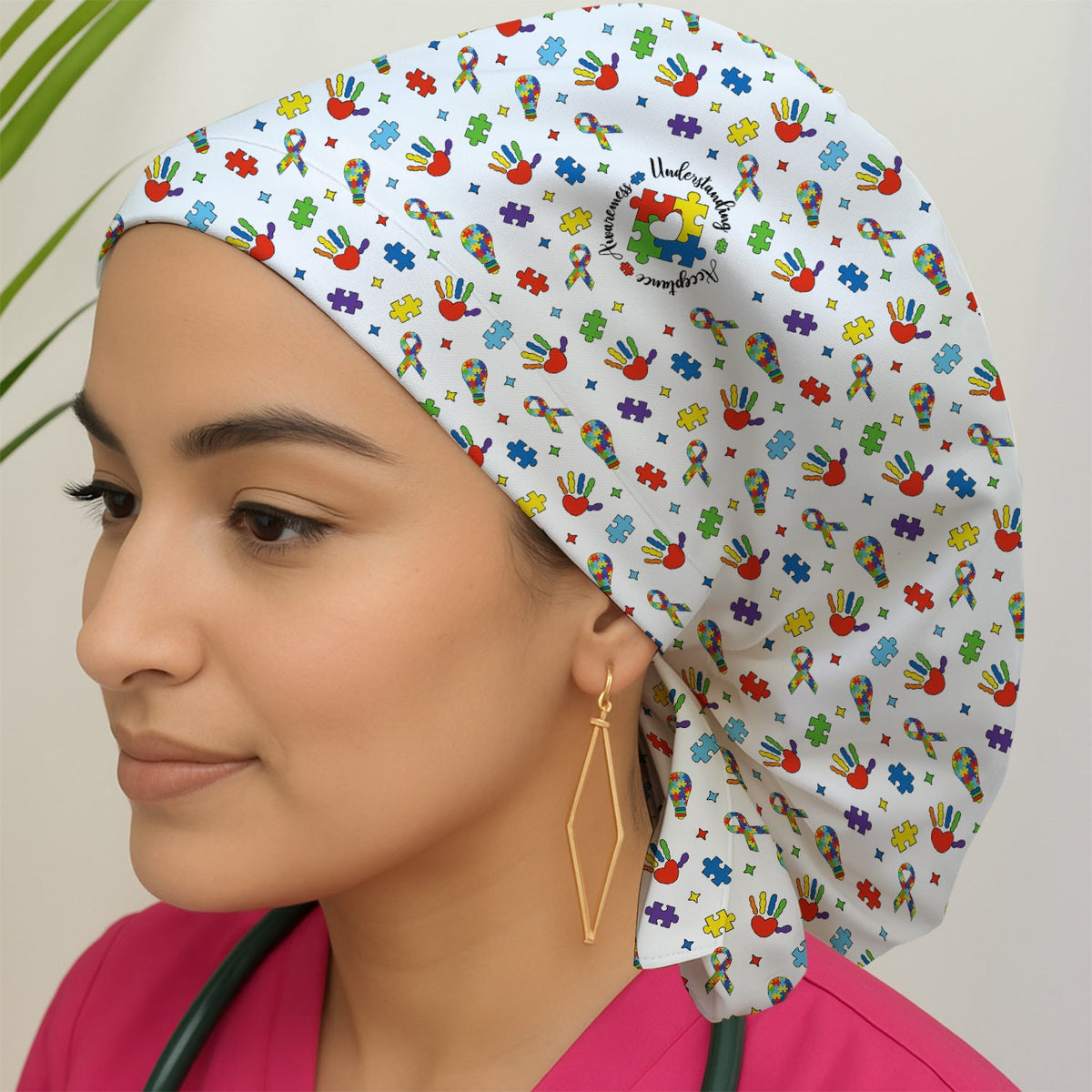 Autism Awareness Colorful Puzzle Scrub Cap
