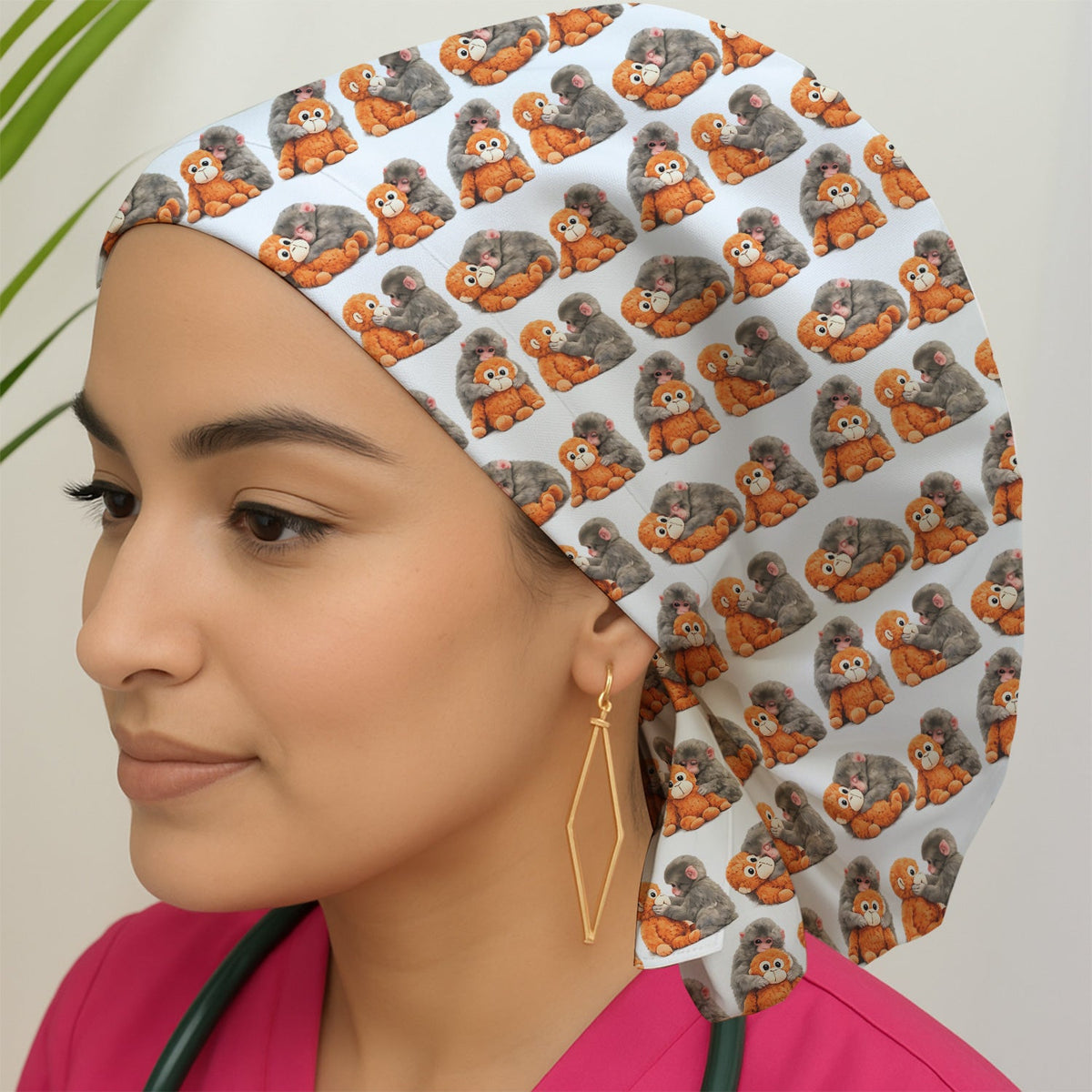 Cute Baby Monkey Plush Toy Scrub Cap