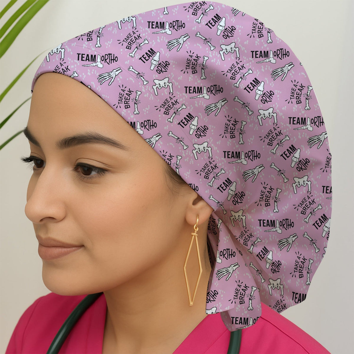 Team Ortho Bone Joint Print Scrub Top, Breathable Fabrics Nursing Uniform