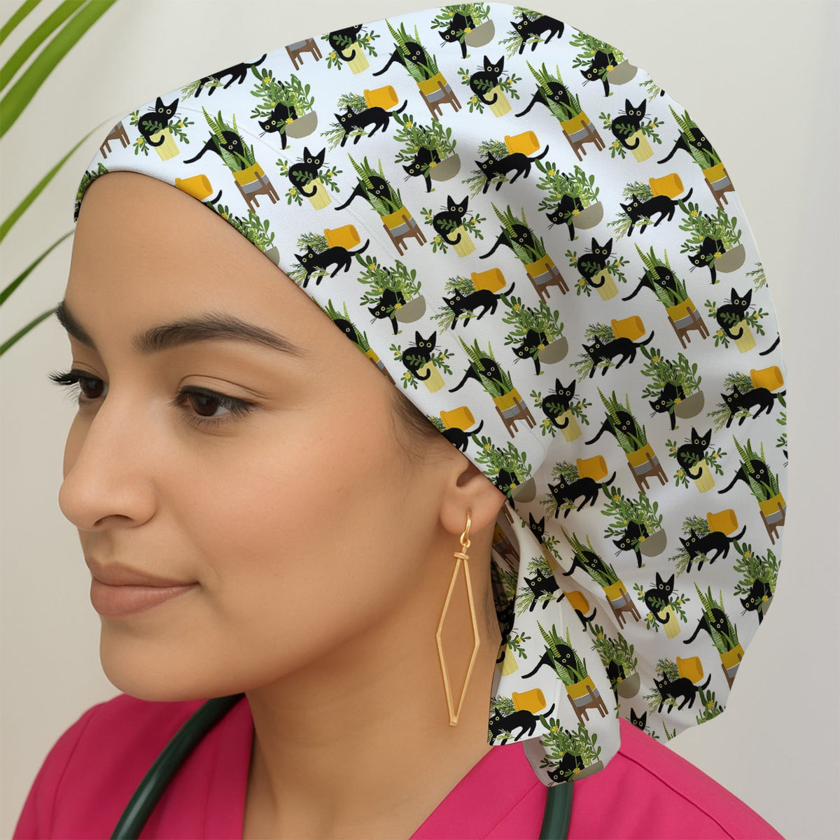 Black Cat Plant Pots Scrub Cap