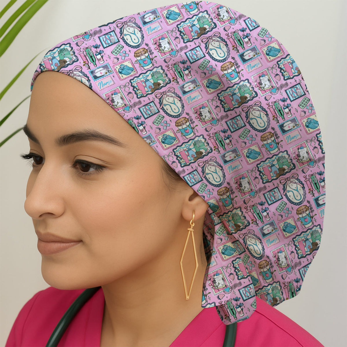 Stethoscope Syringe Frame Scrub Cap