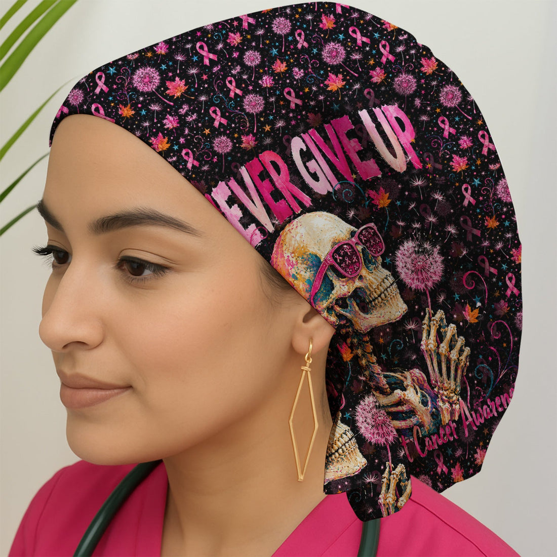 Breast Cancer Awareness Skeleton Scrub Cap
