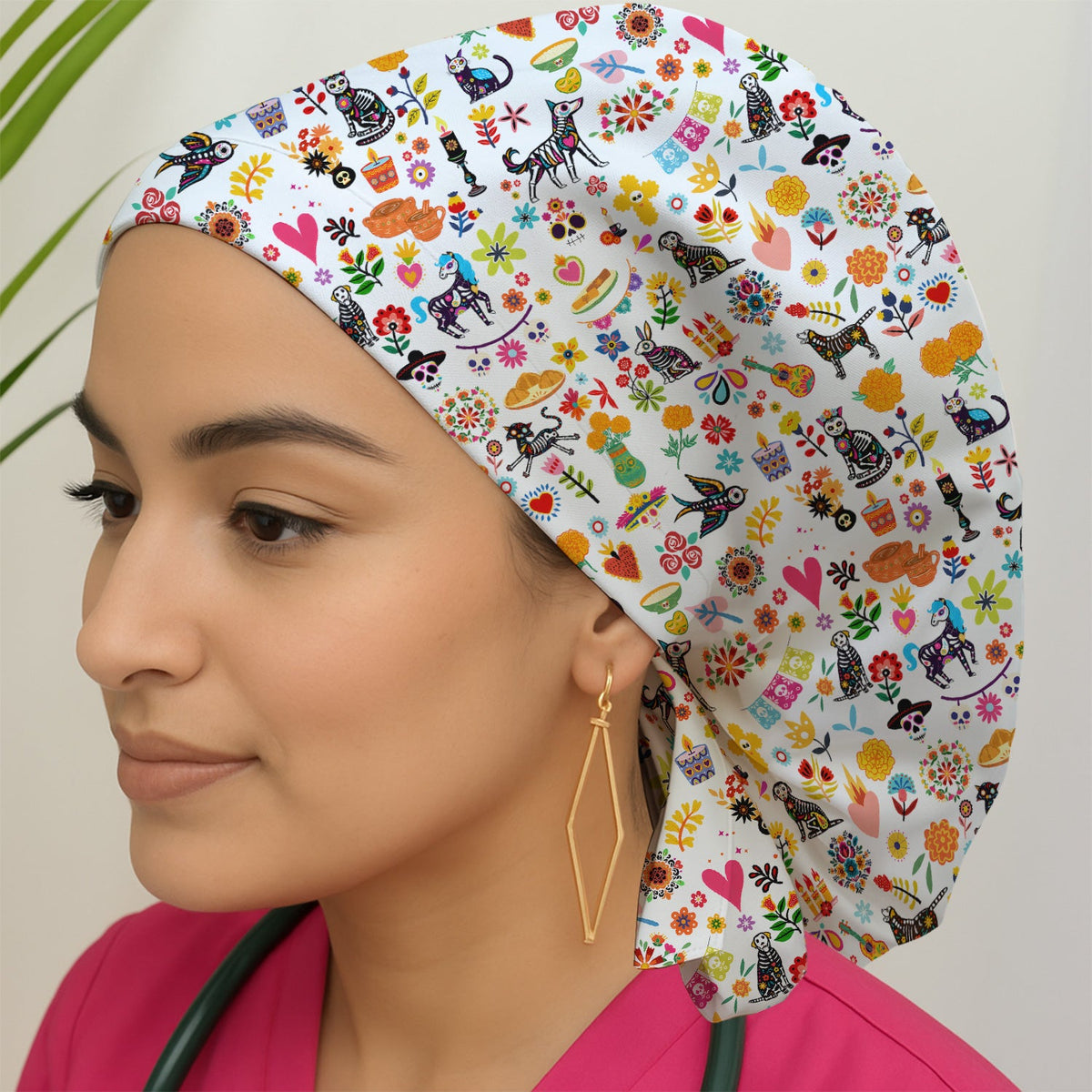 Day Of The Dead Sugar Skull Scrub Cap