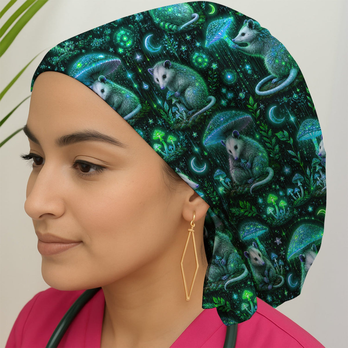 Moonlit Opossum Mushroom Scrub Cap