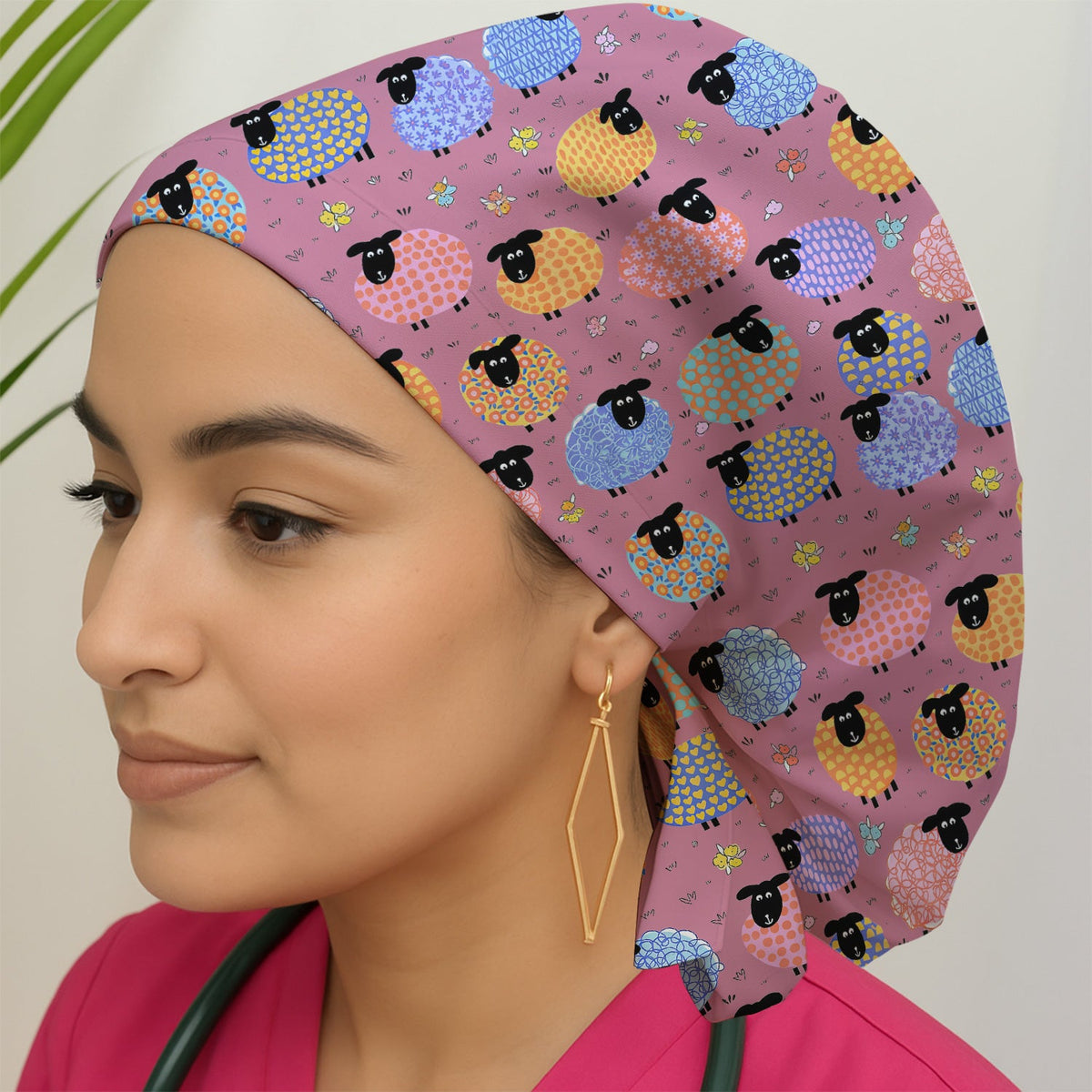 Colorful Sheep Scrub Cap