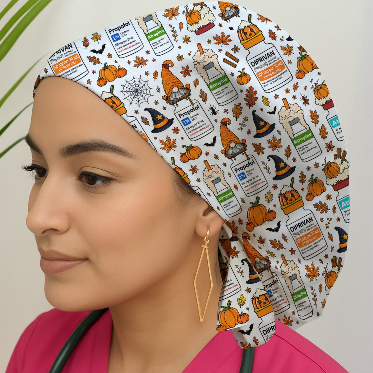 Witch Hat Pumpkin Scrub Cap - Halloween Gift For Nurse