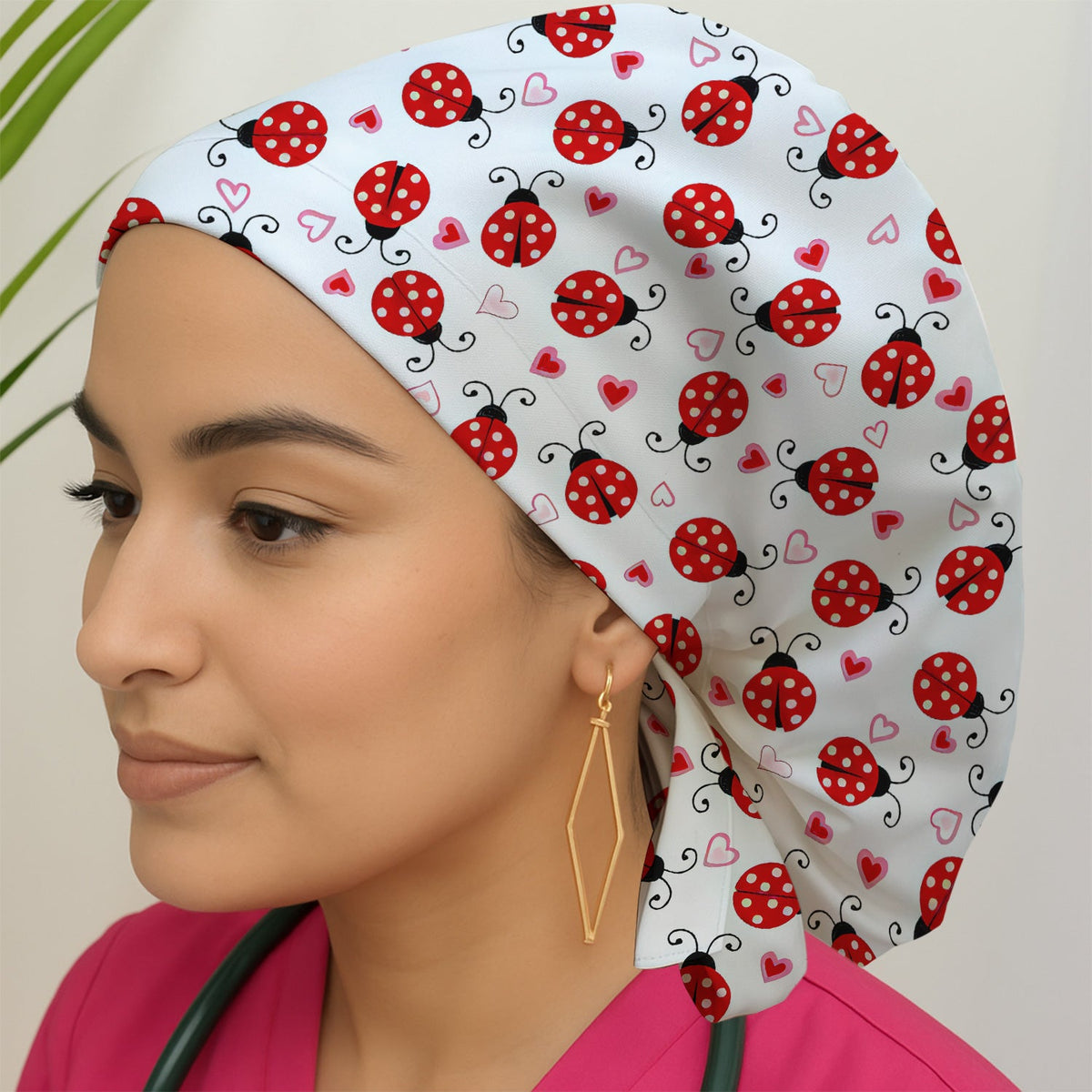 Ladybug Heart Love Scrub Cap