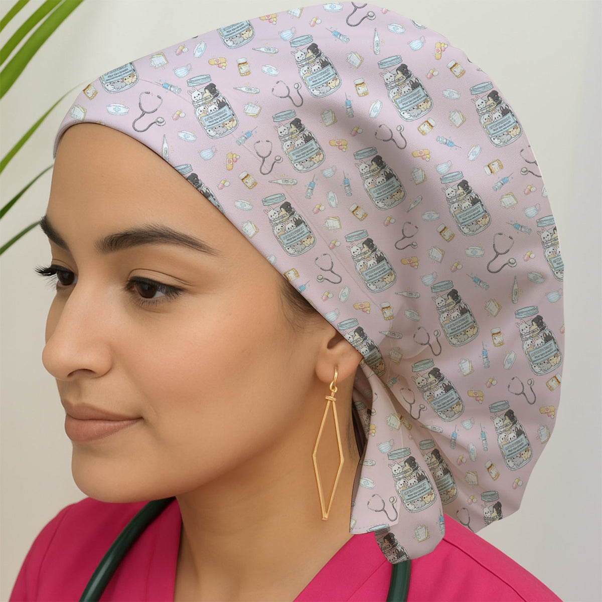Whimsical Antidepressant Rabbit Jar Scrub Cap