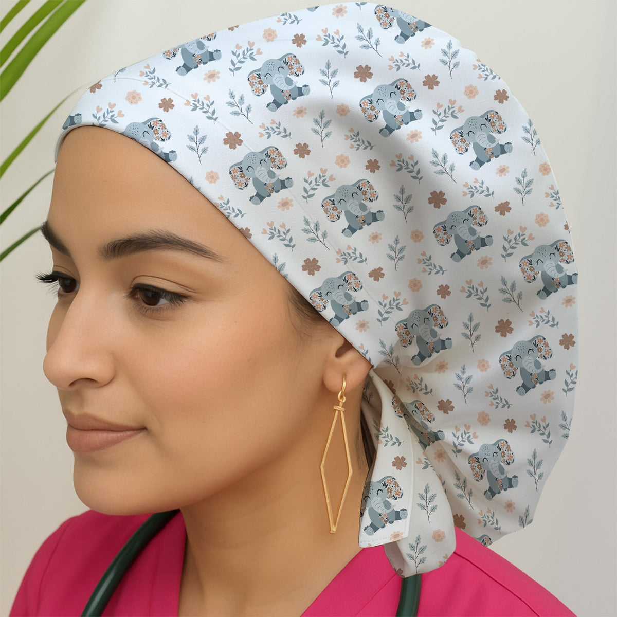 Elephant Floral Scrub Cap