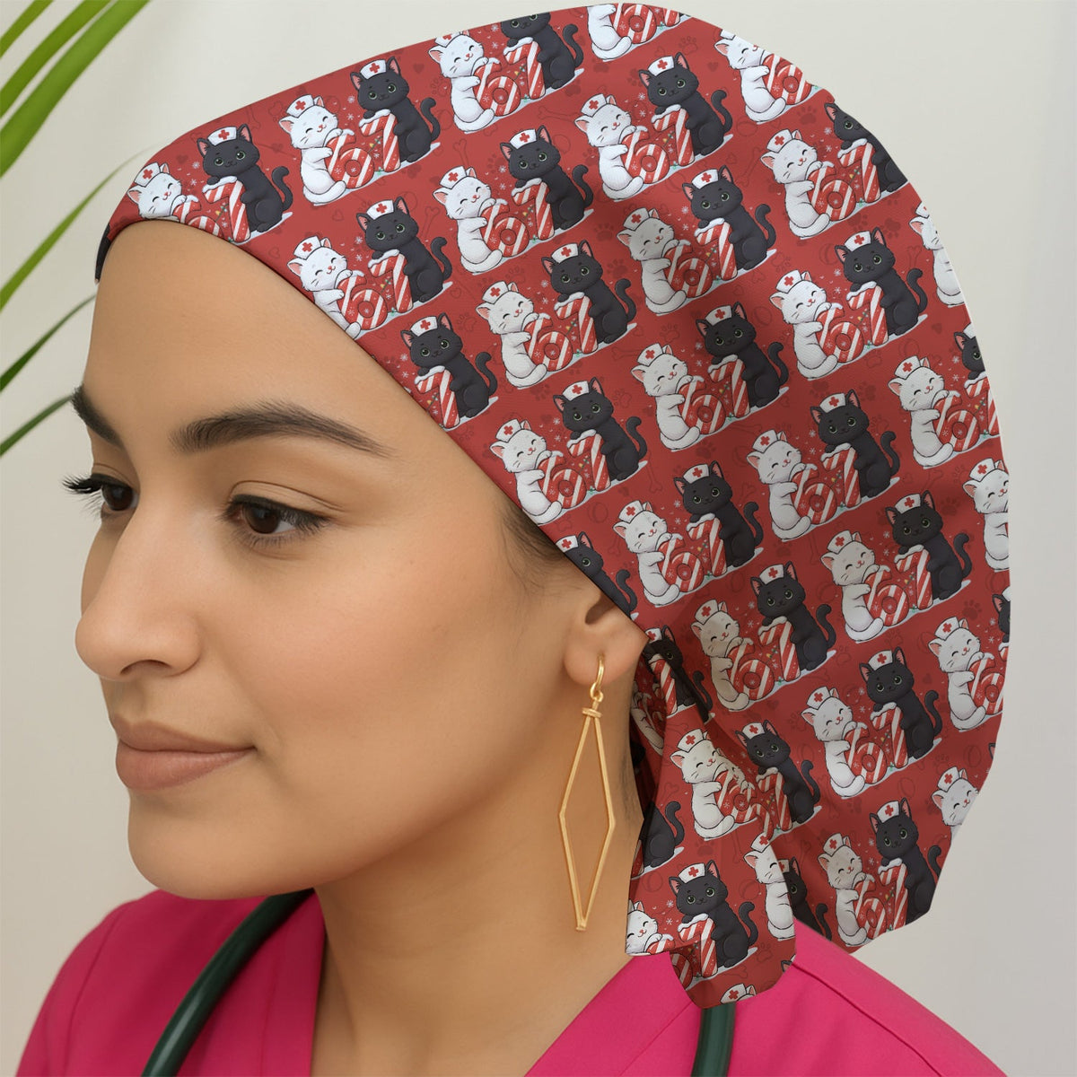 Xmas Cat Nurse Six Seven Scrub Cap