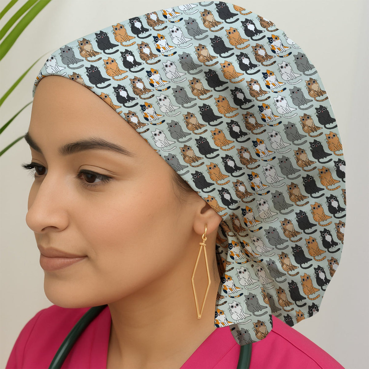 Cat Pattern Scrub Cap