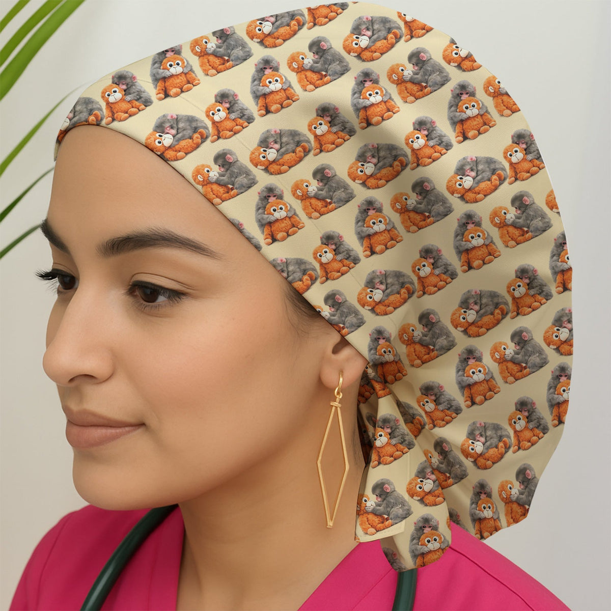 Cute Baby Monkey Plush Toy Scrub Cap