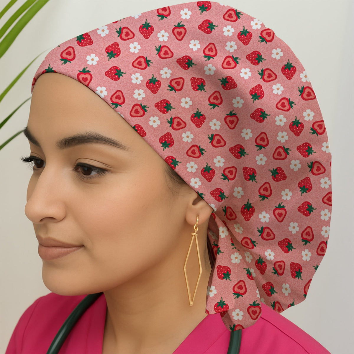 Sweet Strawberry Blossom Scrub Cap