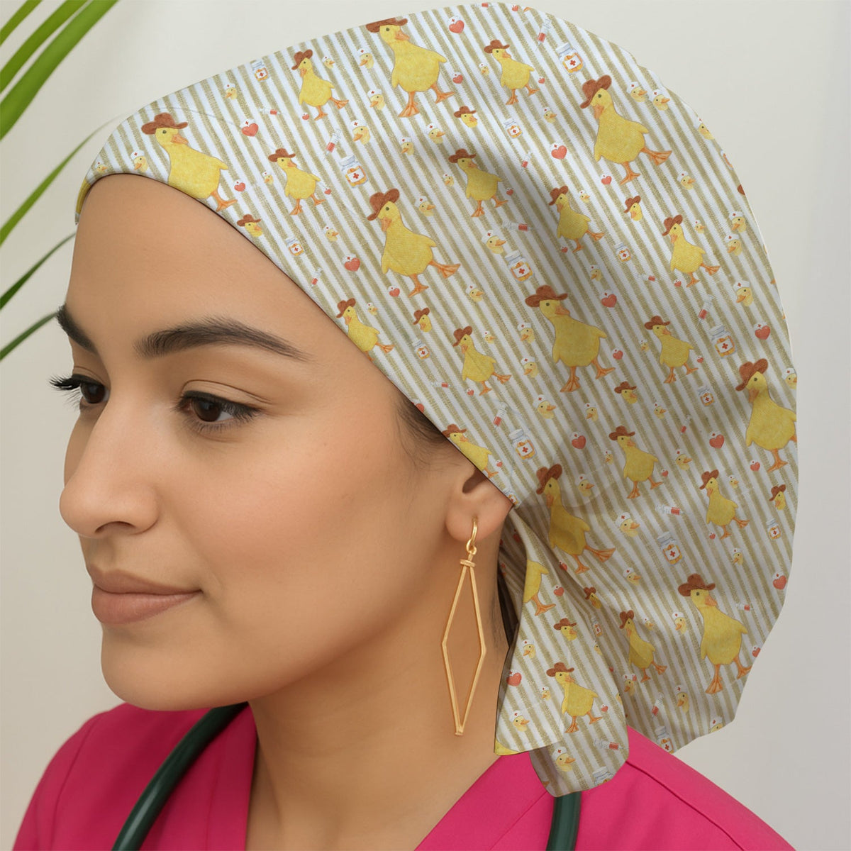 Cowboy Ducktor Vertical Stripe Scrub Cap