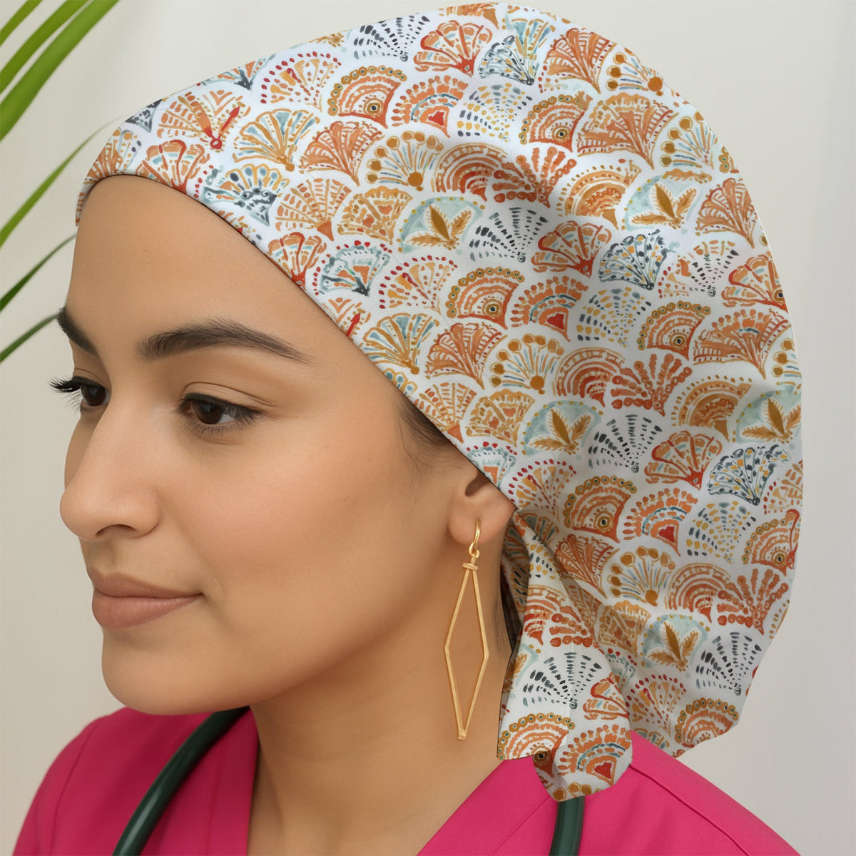Cute Boho Fan Scrub Cap