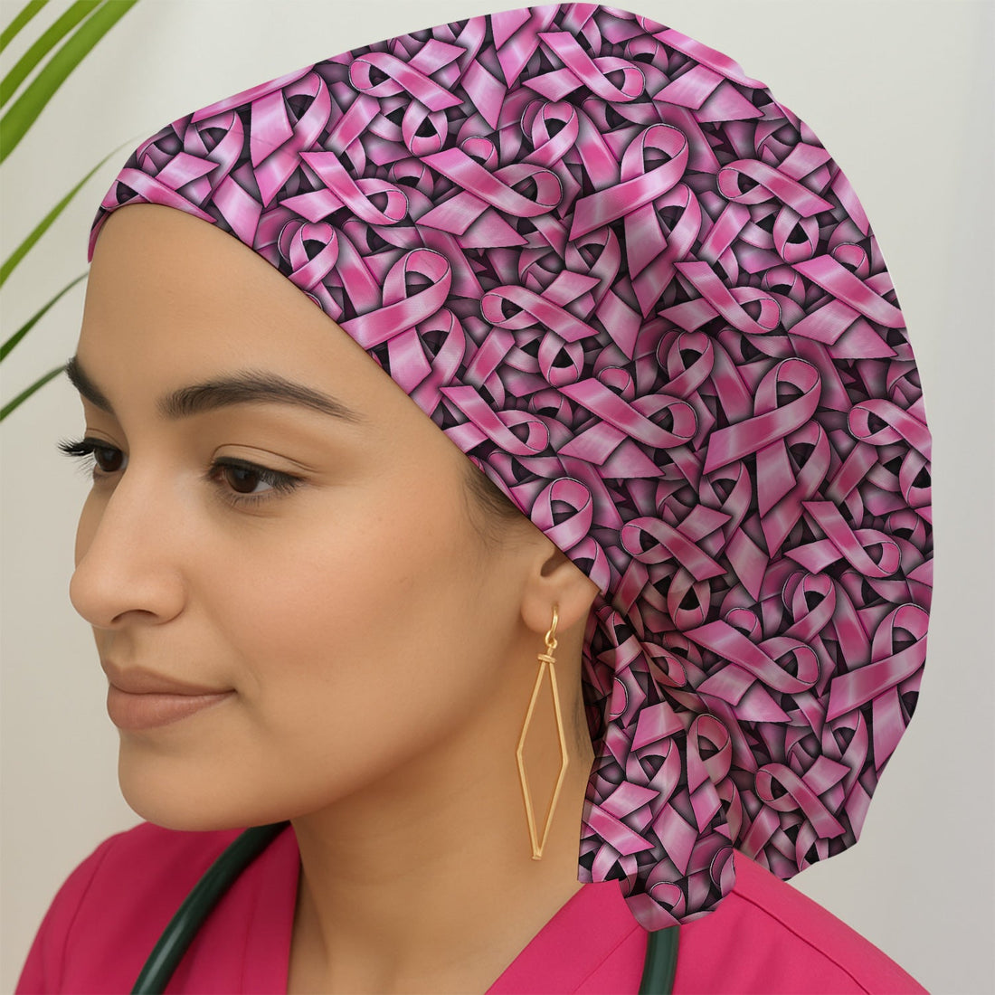 Breast Cancer Ribbon Oncology Scrub Cap