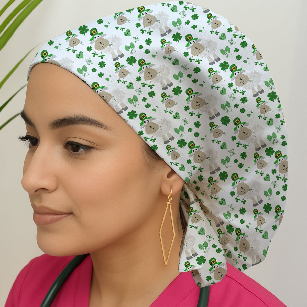 Sheep Shamrock Nurse Scrub Cap - St Patricks Day Gift