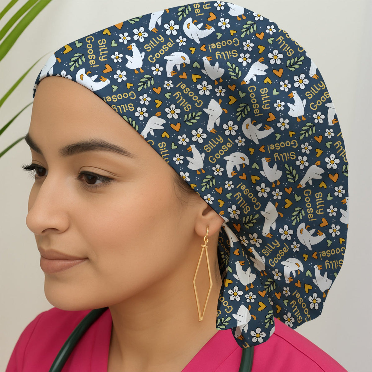 Silly Goose Floral Scrub Cap