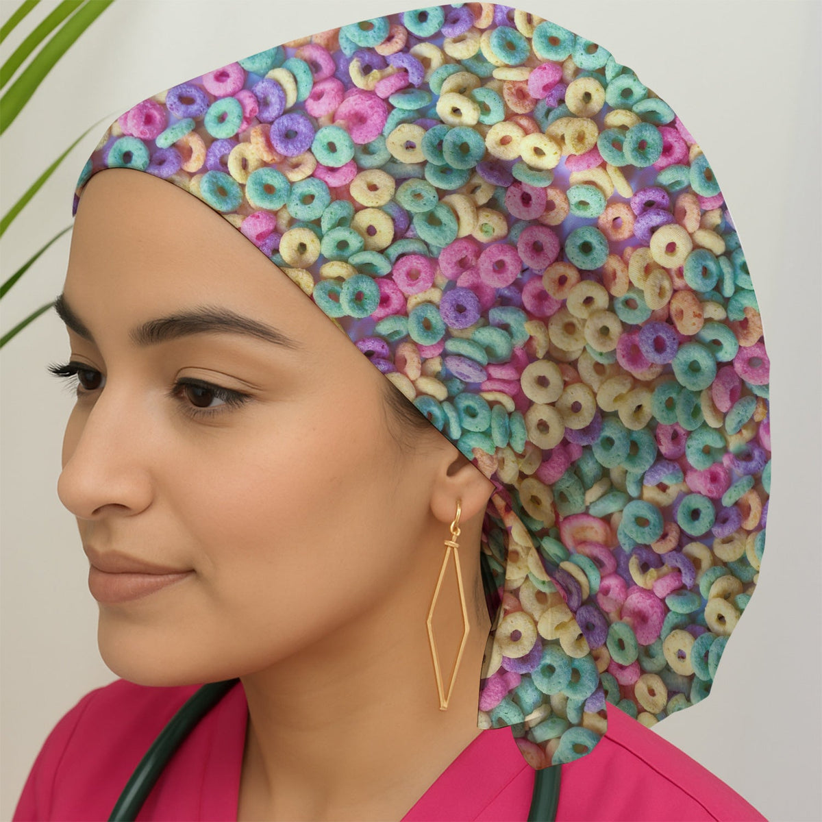 Colorful Cereal Loops Scrub Cap