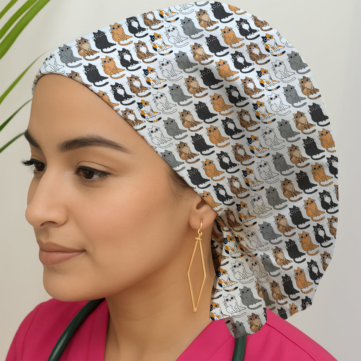 Cat Pattern Scrub Cap