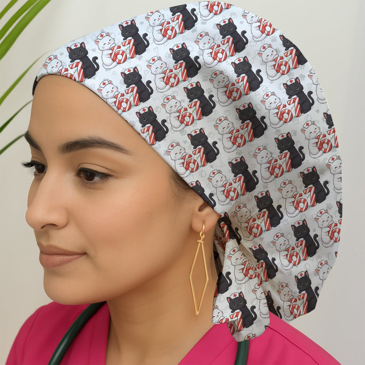 Xmas Cat Nurse Six Seven Scrub Cap