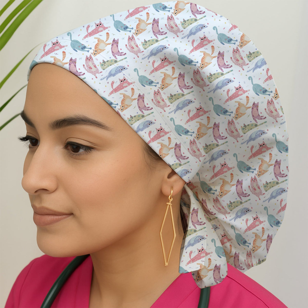 Pastel Cat Scrub Cap