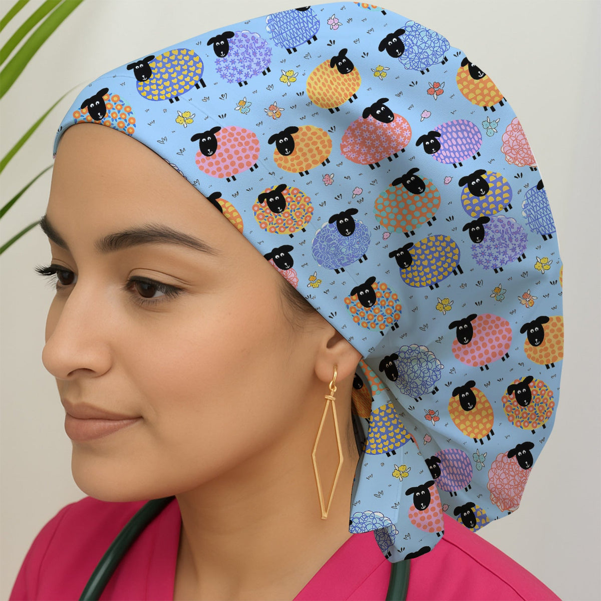Colorful Sheep Scrub Cap
