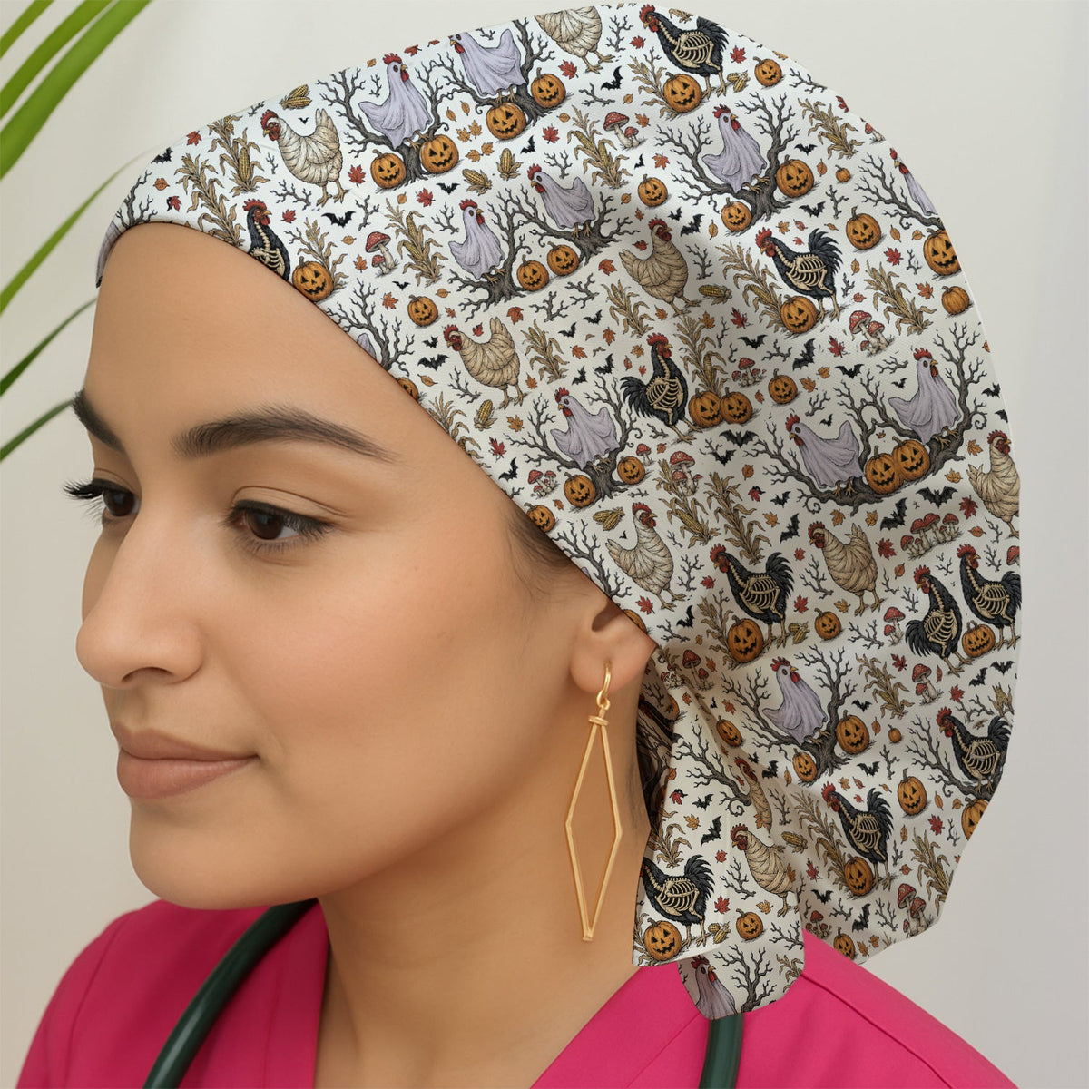 Skeleton Chickens Scrub Cap - Halloween Gift For Nurse