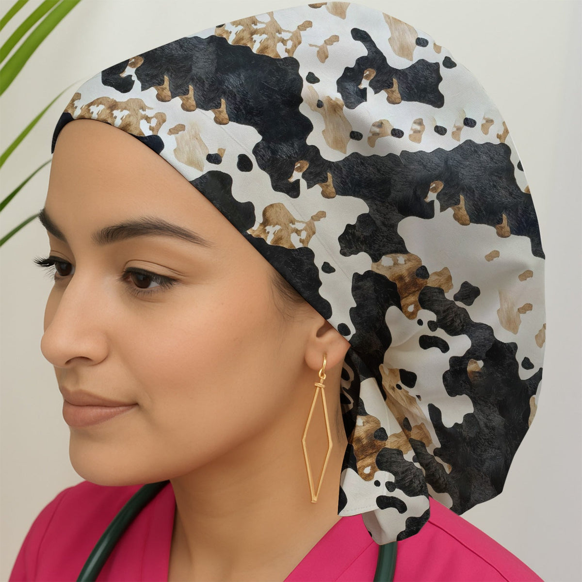 Classic Cow Print Scrub Cap