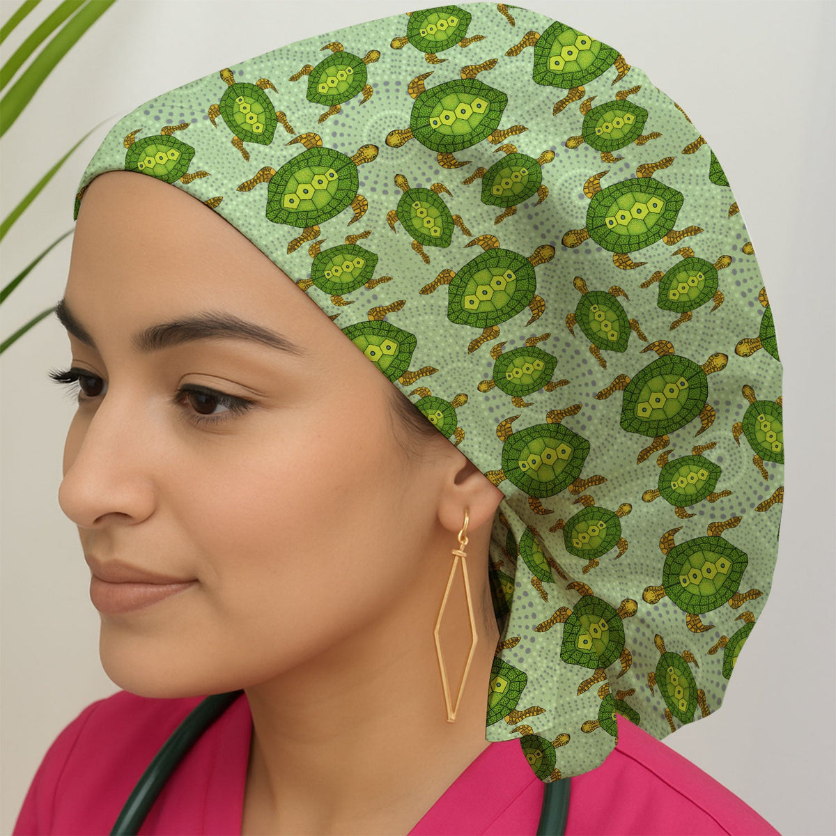Australian Turtle Dot Art Scrub Cap