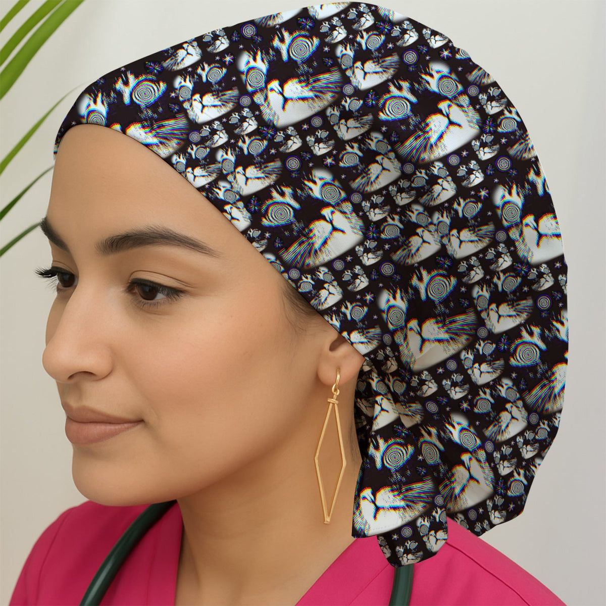 Cosmic Cat Eye Spiral Scrub Cap