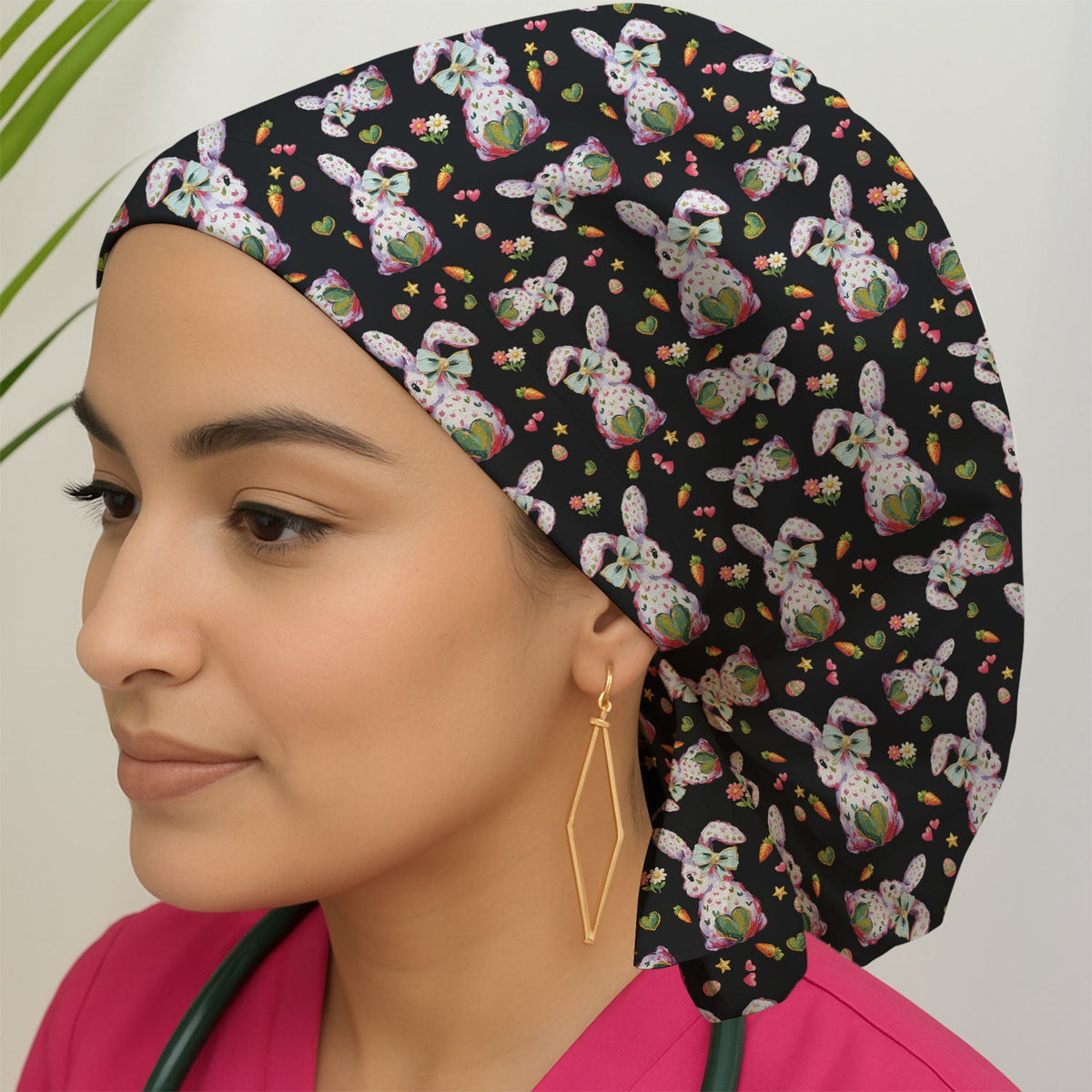 Pastel Bunny Easter Scrub Cap