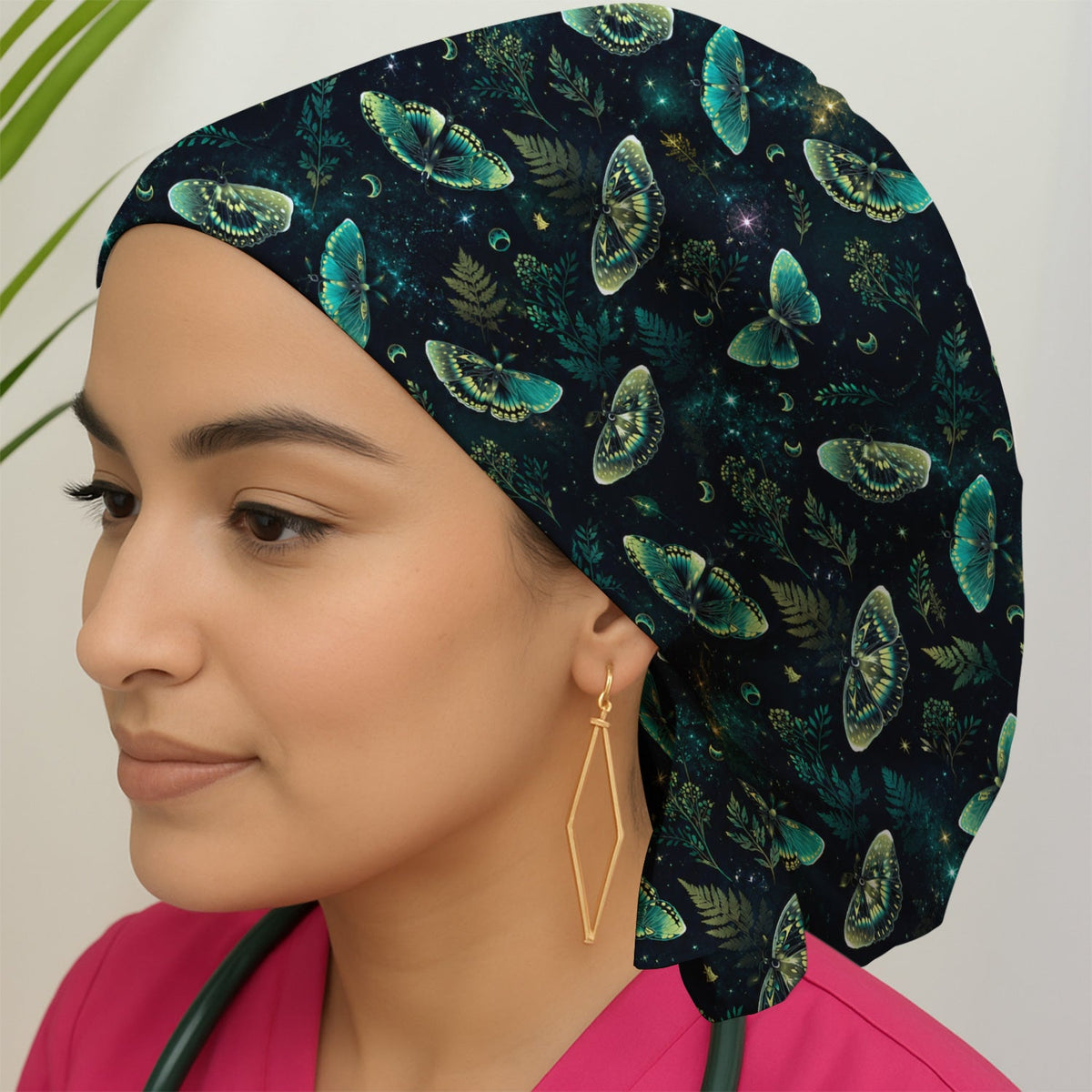 Mystical Moonlight Butterfly Garden Scrub Cap II