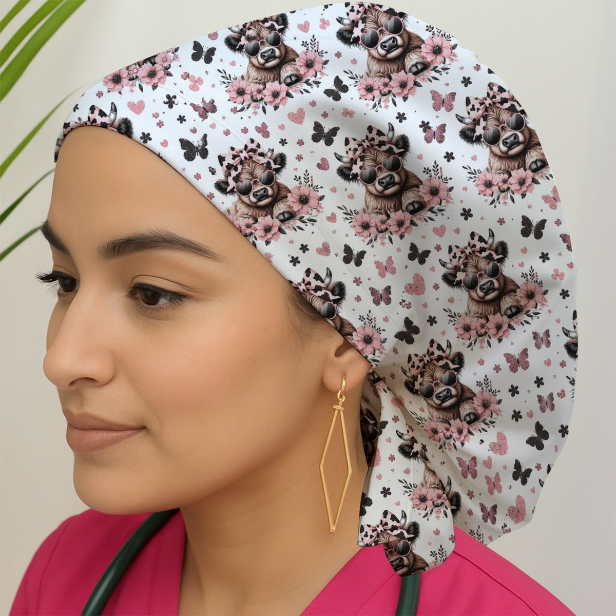 Cow Heart Sunglasses Scrub Cap
