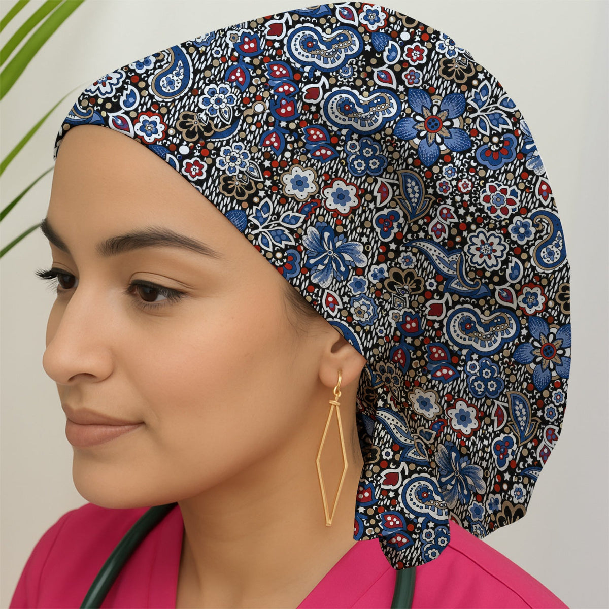 Classic Paisley Floral Scrub Cap