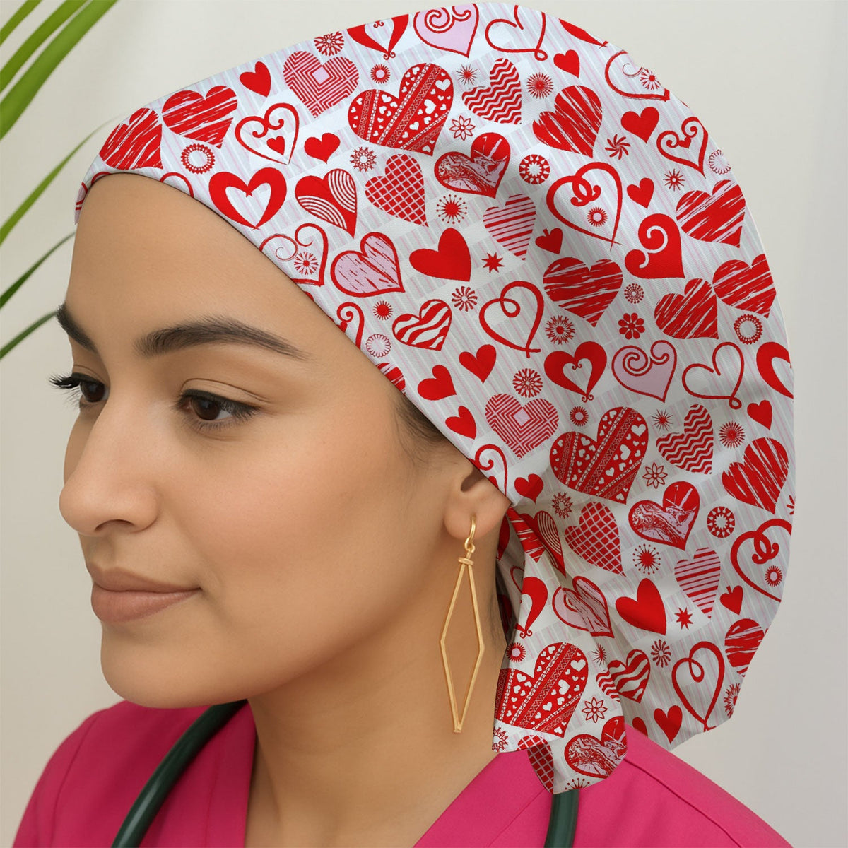Valentine Heart Scrub Cap - Valentines Day Gift For Nurse