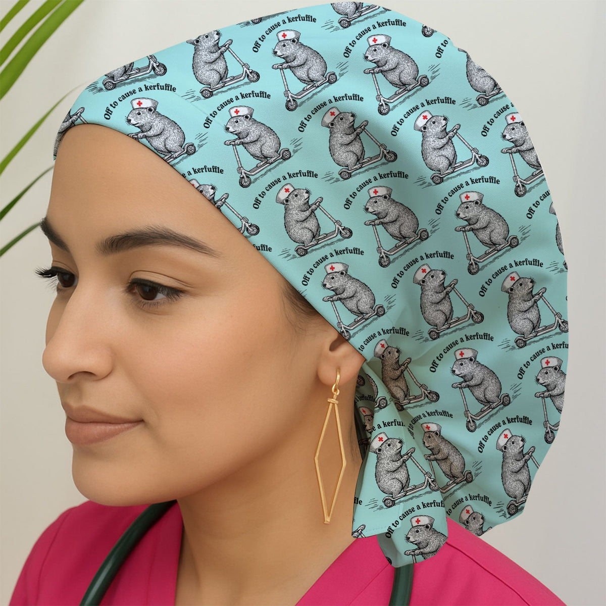 Mouse Scooter Scrub Cap