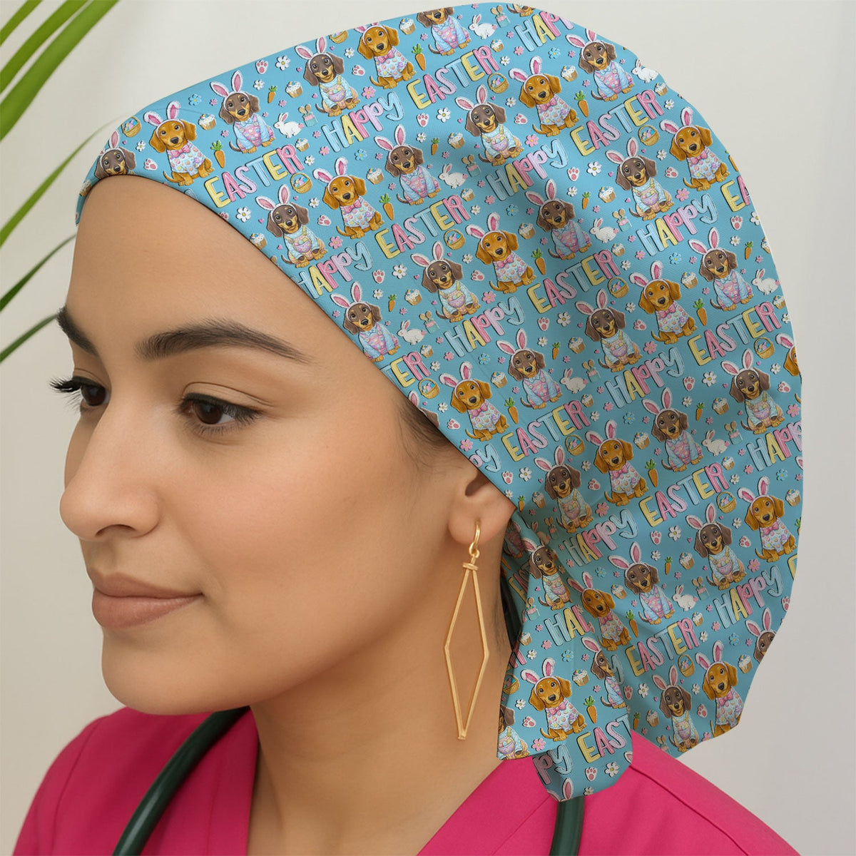 Dachshund Puppy Scrub Cap - Easter Gift For Nurse