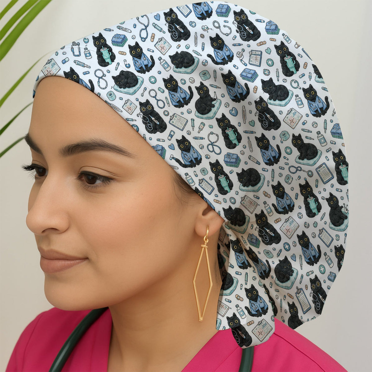 Black Cat Clinic Scrub Cap