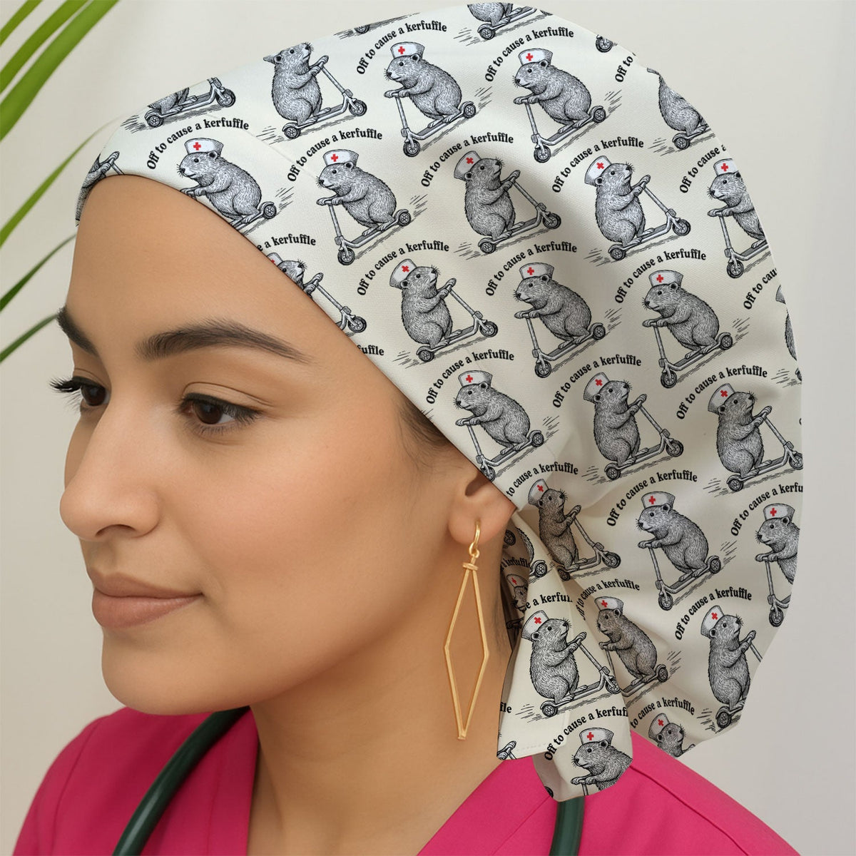 Mouse Scooter Scrub Cap