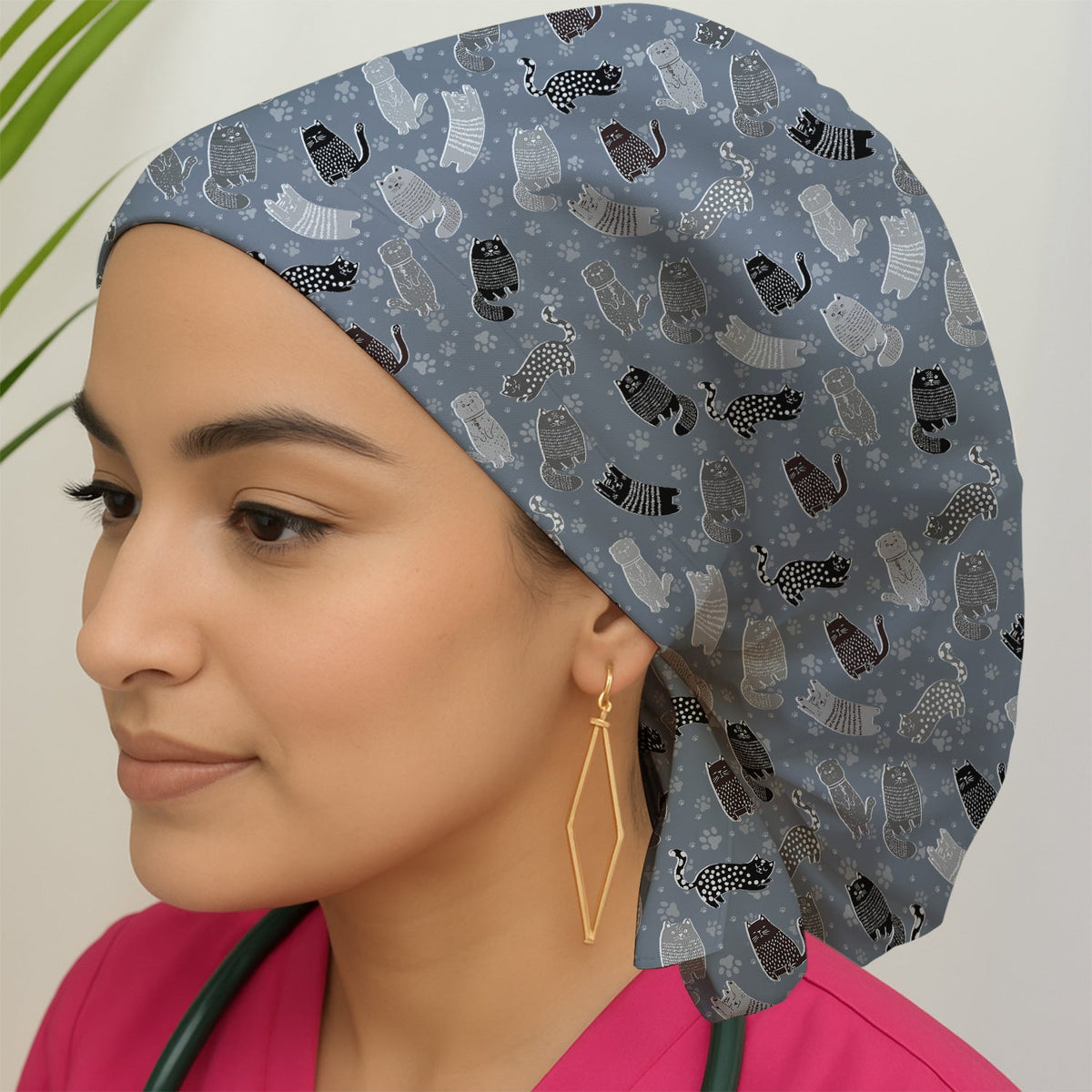 Cat Paw Print Scrub Cap