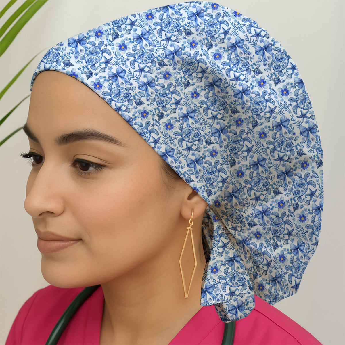 Coastal Turtle Bow Scrub Cap